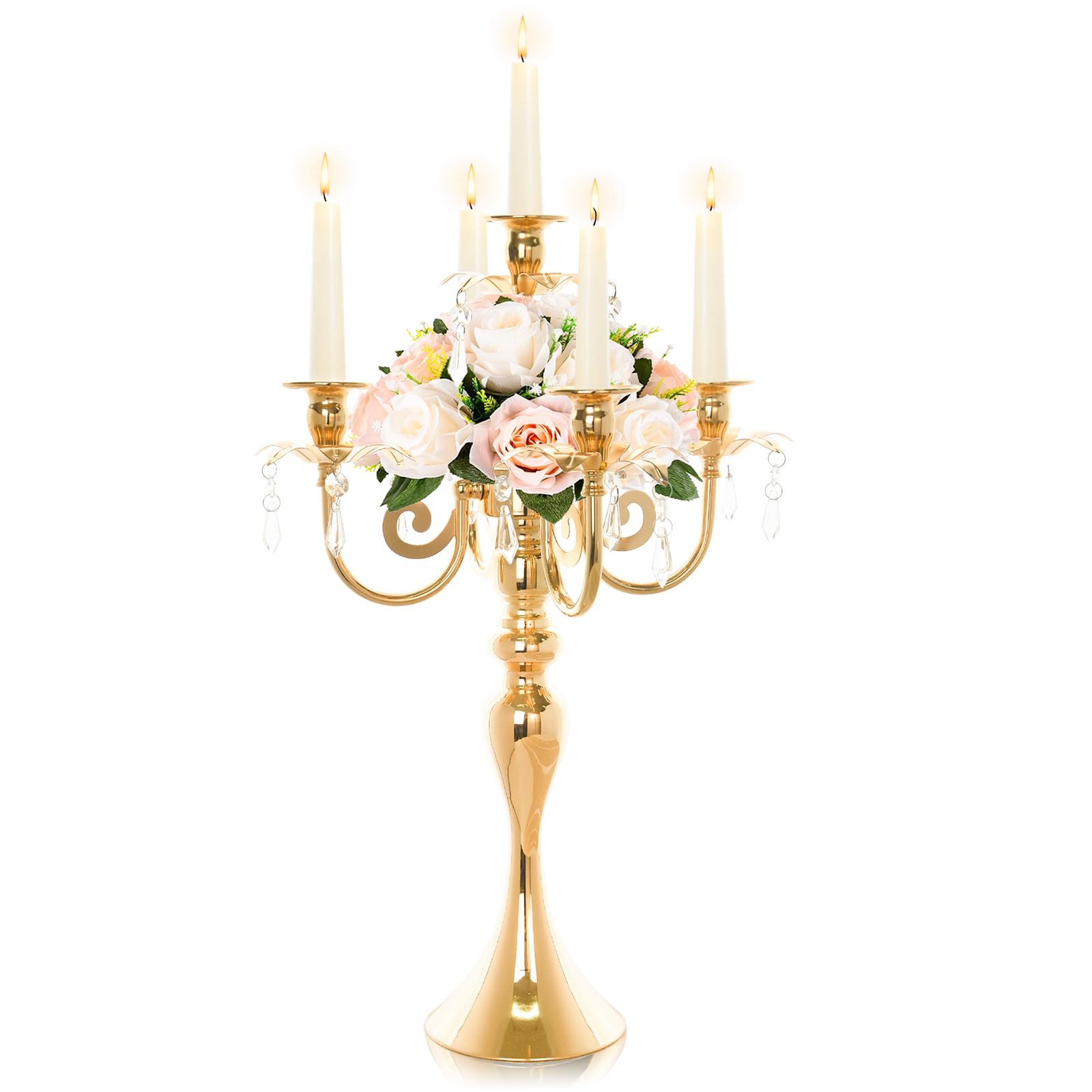 Amazon.com: 20.3'' Tall 5 Arm Gold Candelabra Centerpiece for